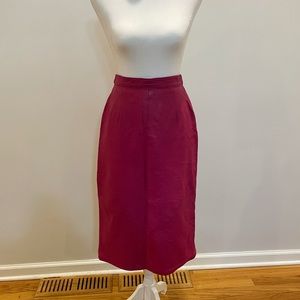 Vintage 80s GIII Raspberry Leather High Waisted A Line Skirt